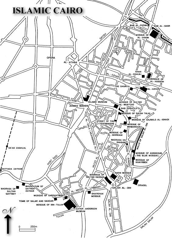 Mapa de islámica do cairo